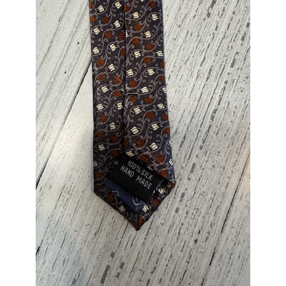 Belisi Men's 100% Silk Vines Neck Tie Brown Orange Classic 3 7/8